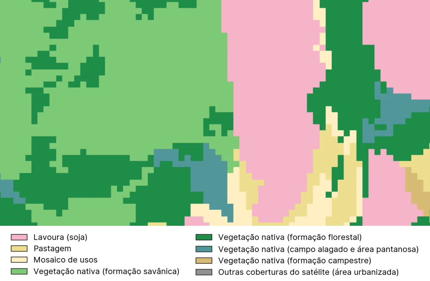 O que a área é hoje, por classe de uso (MapBiomas), num recorte do imóvel, figura da amostra real